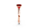 Rose gold Round Cut Ruby Engagement Ring with Side Stone Accents and Four-Prong Setting_29
