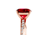 Rose gold Round Cut Ruby Engagement Ring with Side Stone Accents and Four-Prong Setting_32