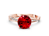 Rose gold Round Cut Ruby Engagement Ring with Side Stone Accents and Four-Prong Setting_60