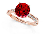 Rose gold Round Cut Ruby Engagement Ring with Side Stone Accents and Four-Prong Setting_61