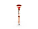 Rose gold Round Cut Ruby Engagement Ring with Side Stone Accents and Four-Prong Setting_62