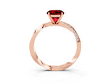 Rose gold Round Cut Ruby Engagement Ring with Side Stone Accents and Four-Prong Setting_63
