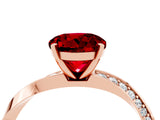 Rose gold Round Cut Ruby Engagement Ring with Side Stone Accents and Four-Prong Setting_64