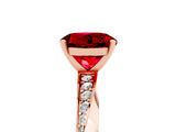 Rose gold Round Cut Ruby Engagement Ring with Side Stone Accents and Four-Prong Setting_65