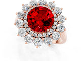 Rose gold Round Cut Ruby Floral Double Halo Engagement Ring with Prong Setting_61