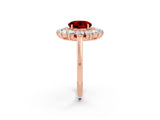 Rose gold Round Cut Ruby Floral Double Halo Engagement Ring with Prong Setting_62