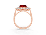Rose gold Round Cut Ruby Floral Double Halo Engagement Ring with Prong Setting_63