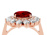 Rose gold Round Cut Ruby Floral Double Halo Engagement Ring with Prong Setting_64