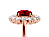 Rose gold Round Cut Ruby Floral Double Halo Engagement Ring with Prong Setting_65