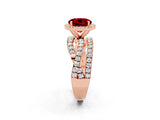 Rose gold Round Cut Ruby Halo Ring with Round Split Shank and Prong Setting_50