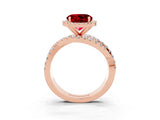 Rose gold Round Cut Ruby Halo Ring with Round Split Shank and Prong Setting_51