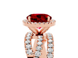 Rose gold Round Cut Ruby Halo Ring with Round Split Shank and Prong Setting_53