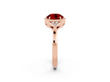 Rose gold Round Cut Ruby Halo Ring with Tapered Band and Four-Prong Setting_2