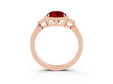 Rose gold Round Cut Ruby Halo Ring with Tapered Band and Four-Prong Setting_3