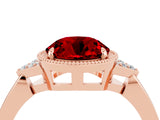Rose gold Round Cut Ruby Halo Ring with Tapered Band and Four-Prong Setting_4