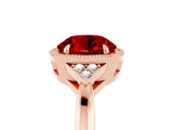 Rose gold Round Cut Ruby Halo Ring with Tapered Band and Four-Prong Setting_5