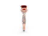 Rose gold Round Cut Ruby Halo Twist Band Solitaire Prong Setting Ring_2
