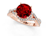 Rose gold Round Cut Ruby  Halo Twist Band Solitaire Prong Setting Ring_25