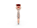 Rose gold Round Cut Ruby  Halo Twist Band Solitaire Prong Setting Ring_26