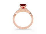Rose gold Round Cut Ruby  Halo Twist Band Solitaire Prong Setting Ring_27