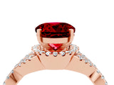 Rose gold Round Cut Ruby  Halo Twist Band Solitaire Prong Setting Ring_28
