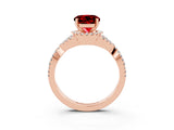 Rose gold Round Cut Ruby Halo Twist Band Solitaire Prong Setting Ring_3
