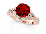 Rose gold Round Cut Ruby  Halo Twist Band Solitaire Prong Setting Ring_43