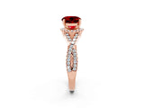 Rose gold Round Cut Ruby  Halo Twist Band Solitaire Prong Setting Ring_44
