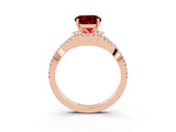 Rose gold Round Cut Ruby  Halo Twist Band Solitaire Prong Setting Ring_45