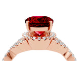 Rose gold Round Cut Ruby  Halo Twist Band Solitaire Prong Setting Ring_46