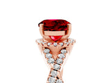 Rose gold Round Cut Ruby  Halo Twist Band Solitaire Prong Setting Ring_47