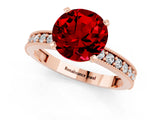 Rose gold Round Cut Ruby Milgrain Pavé Engagement Ring with Four-Prong Setting_1