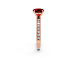 Rose gold Round Cut Ruby Milgrain Pavé Engagement Ring with Four-Prong Setting_2
