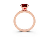 Rose gold Round Cut Ruby Milgrain Pavé Engagement Ring with Four-Prong Setting_3