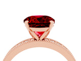 Rose gold Round Cut Ruby Milgrain Pavé Engagement Ring with Four-Prong Setting_4