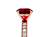 Rose gold Round Cut Ruby Milgrain Pavé Engagement Ring with Four-Prong Setting_5