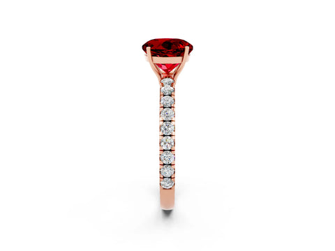 Rose gold Round Cut Ruby Pavé Solitaire Engagement Ring with Four-Prong Setting_14