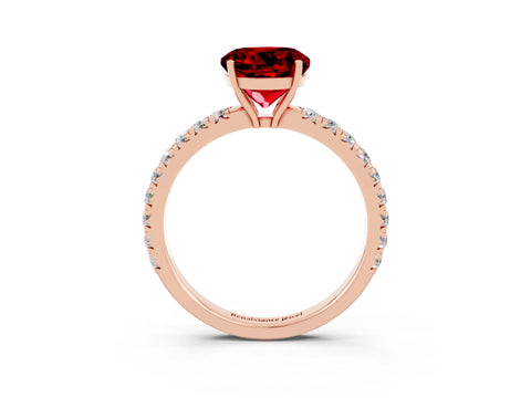 Rose gold Round Cut Ruby Pavé Solitaire Engagement Ring with Four-Prong Setting_15