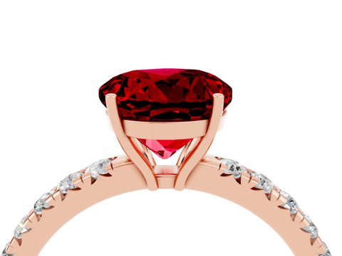 Rose gold Round Cut Ruby Pavé Solitaire Engagement Ring with Four-Prong Setting_16