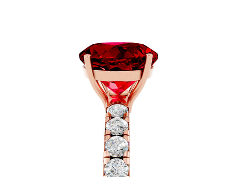 Rose gold Round Cut Ruby Pavé Solitaire Engagement Ring with Four-Prong Setting_17