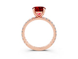 Rose gold Round Cut Ruby Pavé Solitaire Ring with Round Band and Prong Setting_27