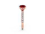 Rose gold Round Cut Ruby Pave Band Solitaire Ring with Four-Prong Setting_26