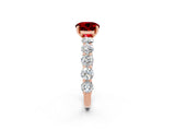 Rose gold Round Cut Ruby Prong Setting with Side Stones on a Pave Band_2