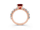 Rose gold Round Cut Ruby Prong Setting with Side Stones on a Pave Band_3