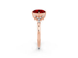 Rose gold Round Cut Ruby Ring with Side Stones and Four-Prong Setting_38