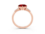 Rose gold Round Cut Ruby Ring with Side Stones and Four-Prong Setting_39