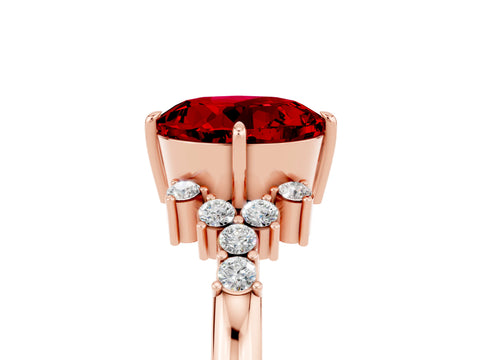 Rose gold Round Cut Ruby Ring with Side Stones and Four-Prong Setting_41