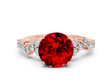 Rose gold Round Cut Ruby Scattered Round Accent Ring with Prong Setting_12