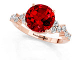 Rose gold Round Cut Ruby Scattered Round Accent Ring with Prong Setting_13