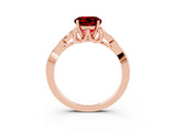 Rose gold Round Cut Ruby Solitaire Celtic Knot Ring with Four-Prong Setting_15